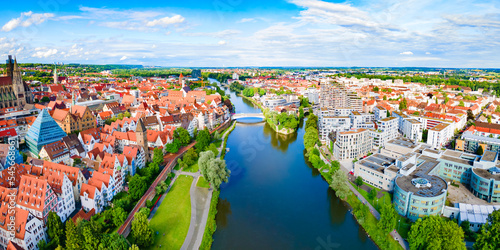 Ulm city aerial panoramic view, Germany