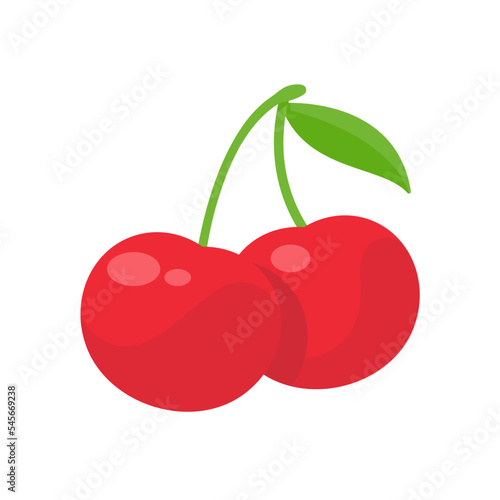 Vector shiny bright red cherries Citrus berries provide healthy vitamins.