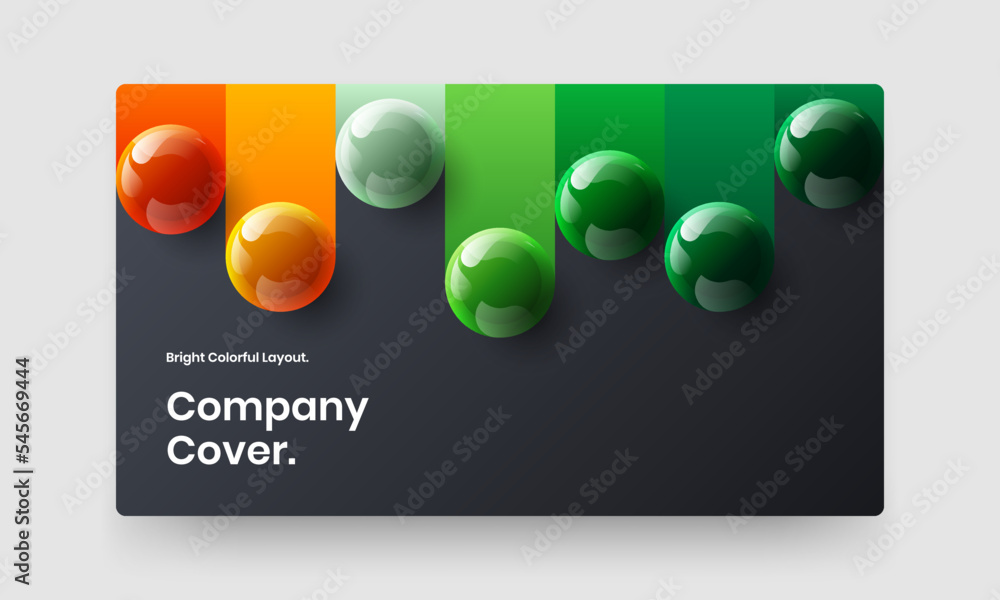 Colorful 3D balls leaflet template. Trendy presentation design vector layout.