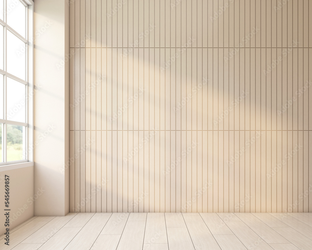 Japandi style empty room decorated with wood wall and wood floor. 3d rendering Japandi style empty room decorated with wood wall and wood floor. 3d rendering