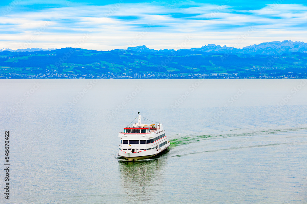 Obraz premium Tourist cruise boat on Lake Constance, Friedrichshafen