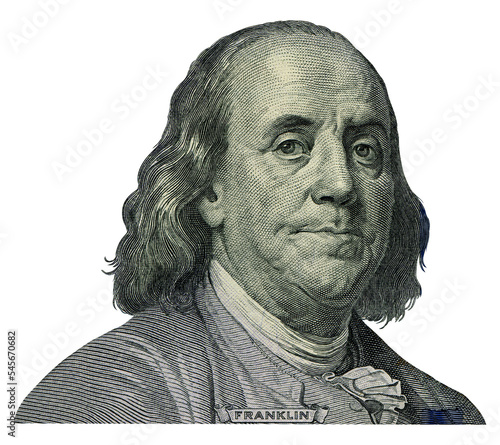  Portrait of Benjamin Franklin extracted from US banknotes 