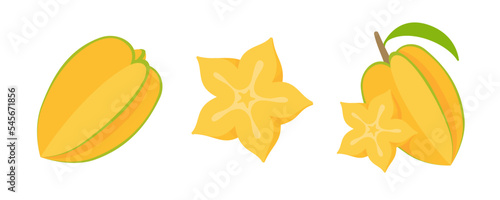 Carambola vector. star shaped yellow fruit