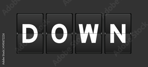 Black color analog flip board with word on gray background