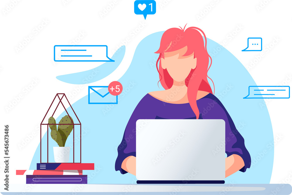 woman working on laptop illustration woman working on laptop illustration