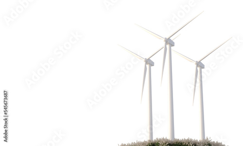 windmill on grass wind turbine on grass isolated  photo