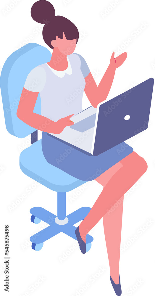 Isometric woman with laptop Isometric woman with laptop