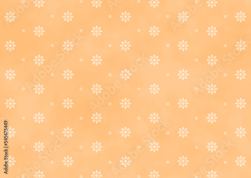 背景　雪と花のパターン　オレンジ