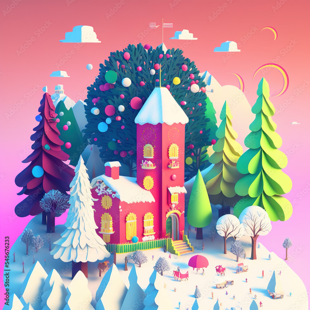 Christmas colorful card illustration. Made by AI Christmas colorful card illustration. Made by AI