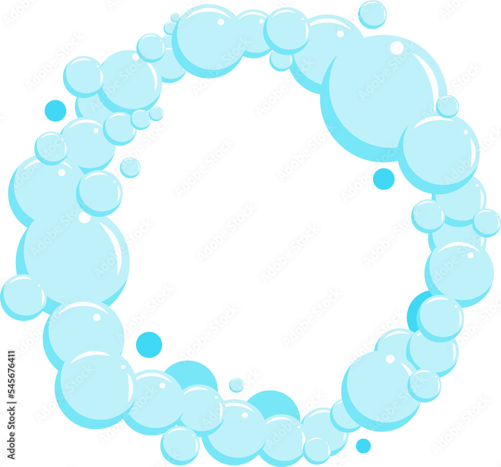 Cartoon soap foam with bubbles. Light blue suds of bath, shampoo, shaving, mousse. Cartoon soap foam with bubbles. Light blue suds of bath, shampoo, shaving, mousse.