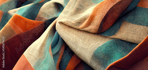 Multicolored fabric background. Colorful fabric background. Layers of colorful fabric. Fabric texture.