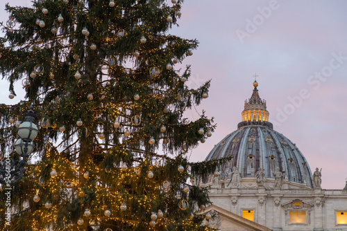 Christmas tree at St. Peter's Basilica, Vatican, Rome, Italy
