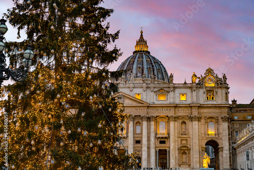 Christmas tree at St. Peter's Basilica, Vatican, Rome, Italy