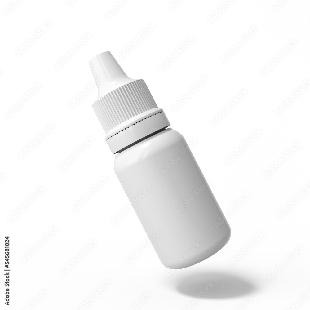 Blank plastic white cosmetic dropper bottle with transparent background. 3d render. Blank plastic white cosmetic dropper bottle with transparent background. 3d render.