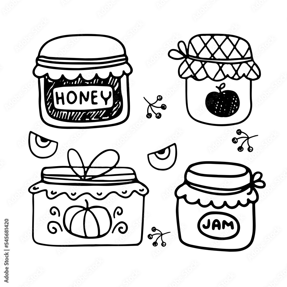 Stockvector Cute hand drawn sketch jam collection. Vector illustration