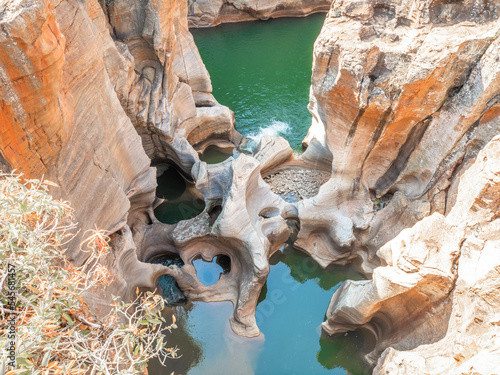 Rock formation in Bourke's Luck Potholes in Blyde canyon reserve in Mpumalanga in Africa.