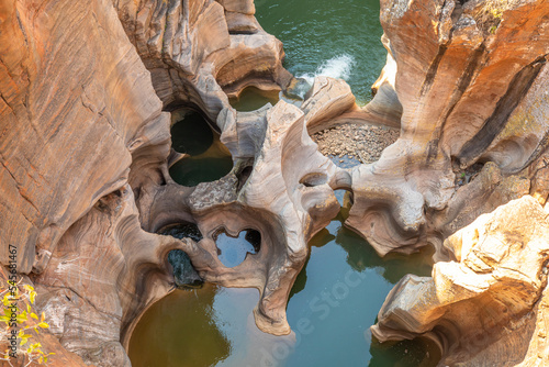 Rock formation in Bourke's Luck Potholes in Blyde canyon reserve in Mpumalanga in Africa.