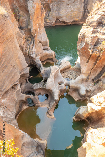 Rock formation in Bourke's Luck Potholes in Blyde canyon reserve in Mpumalanga in Africa. 