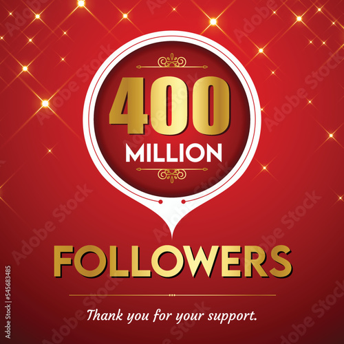 Golden 400 million with star and red background. Vector illustration. photo