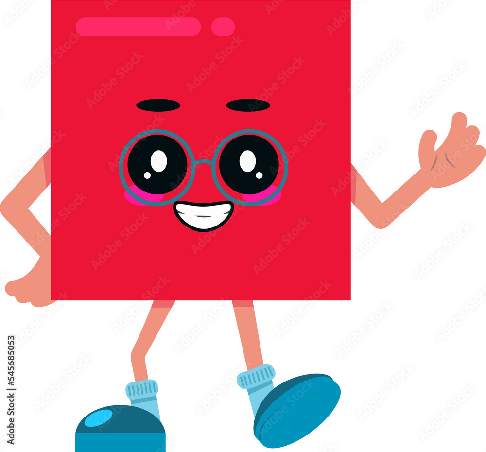 Cute red rectangle. Simple geometric shape. Cartoon comic figure for education. Cute red rectangle. Simple geometric shape. Cartoon comic figure for education.