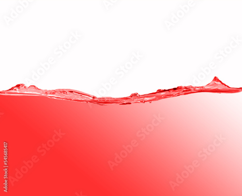 Red water waves, red and white gradient background. White background and copy space above.