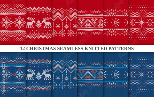 Fotografie, Tablou Knitted seamless 12 patterns collection