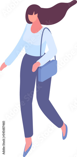 walking woman vector isometric character