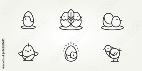 set of minimalist chick icon label logo template vector illustration design. modern simple poultry icon logo concept