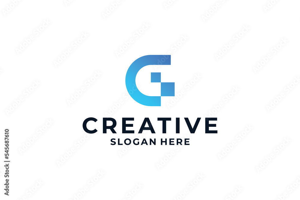 Letter G logo design with dot, connection, digital concept. Letter G logo design with dot, connection, digital concept.