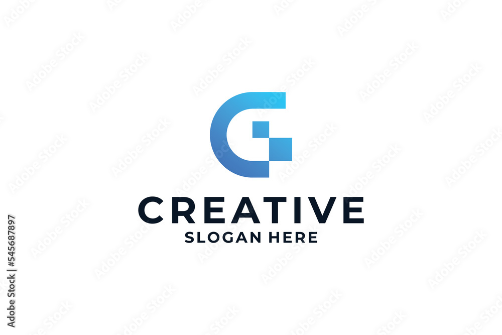 letter G logo design with dot, connection and digital concept. letter G logo design with dot, connection and digital concept.