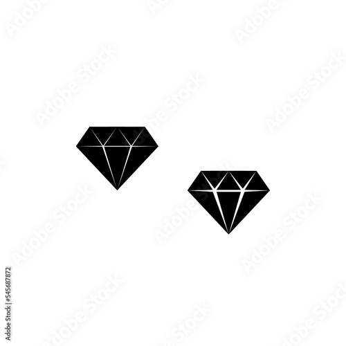 diamond icon black silhouette isolated on white background. illustration. shiny brilliant two icon variation logo design.