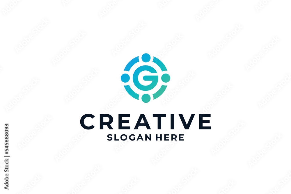 letter G logo design with dot, connection and digital concept. letter G logo design with dot, connection and digital concept.