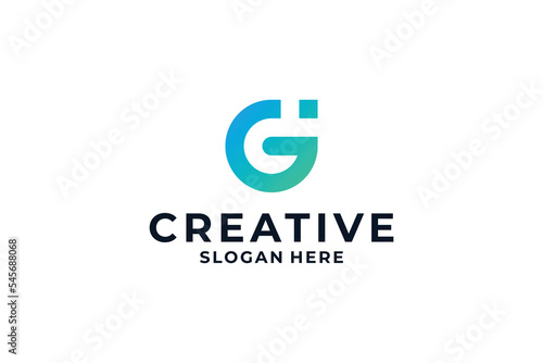 letter G logo design with dot, connection and digital concept.