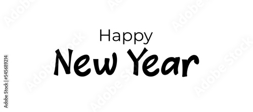 HAPPY NEW YEAR text handwritten script. Celebration poster, banner template design. Editable Vector illustration in png format