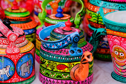 Beautiful Hand crafted colorful decorative items, The craft of each state in India reflect the influence of different empires.