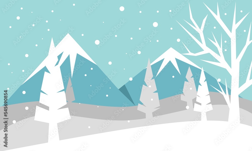 Winter illustration, winter landscape for your design
