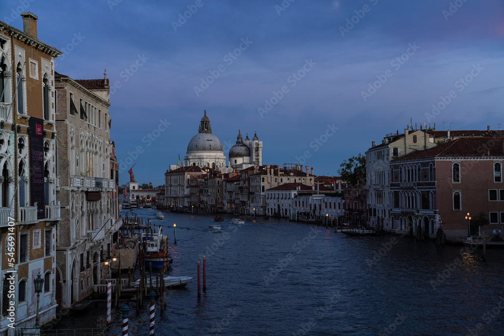 Beautiful romantic view of Venice, Italy in the evening 