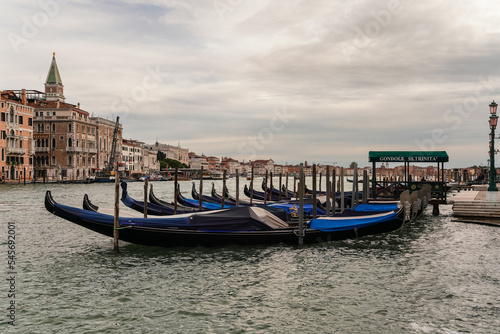gondolas docked at the lagoon in Venice, Italy 