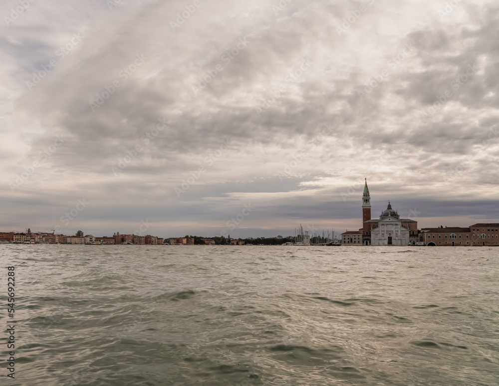 View of the Giudecca canal and church of the Redentore in Venice, Italy View of the Giudecca canal and church of the Redentore in Venice, Italy
