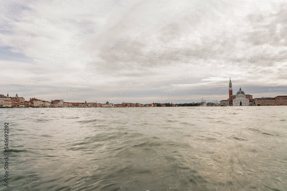 View of Venice, Italy from Zattere during a cloudy day
