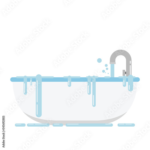 Bathtub vector. Overflow. wallpaper. free space for text. symbol. water overflow.