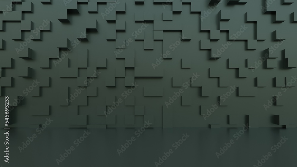 3D rendering. Abstact minimal white random shifted cube geometrical wall. 3D rendering. Abstact minimal white random shifted cube geometrical wall.