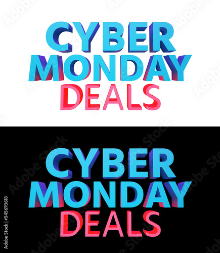 Big 3d Cyber Monday Deals promotion text. 3d Render.