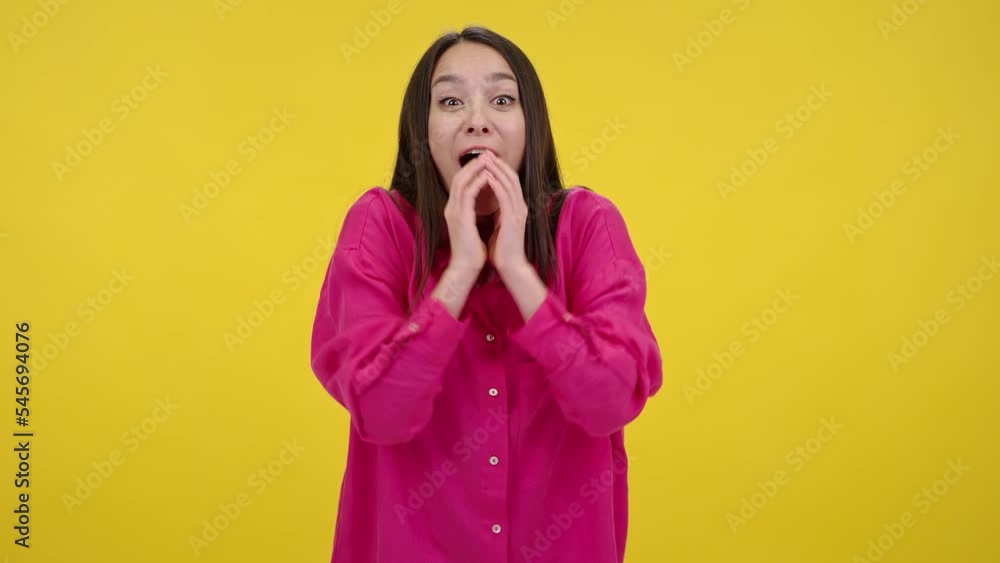 Woman waits with impatience and rejoices at result dancing Woman waits with impatience and rejoices at result dancing