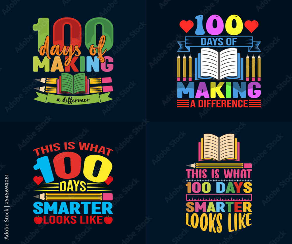 100 days of school t shirt Design Bundle, Unique And Colorful 100 days School T-Shirt Design Set 100 days of school t shirt Design Bundle, Unique And Colorful 100 days School T-Shirt Design Set