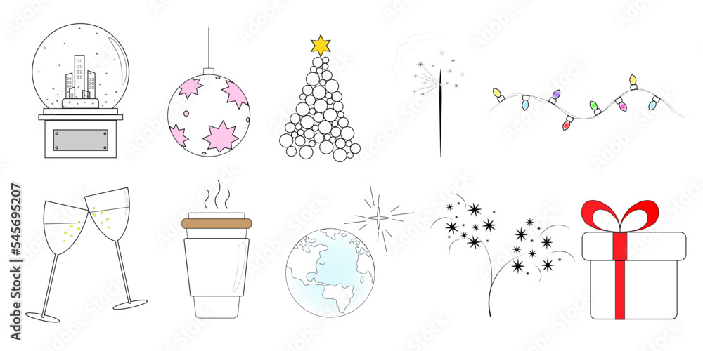 Set of Christmas Doodle, Sketch, Outline, Collection of Icons, holiday, Vector Illustration Set of Christmas Doodle, Sketch, Outline, Collection of Icons, holiday, Vector Illustration
