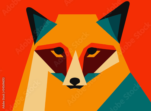 Portait of a colorful fox with a cunning glance