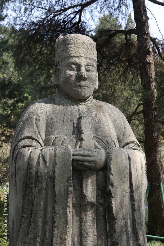 Vertical shot of the statue in Ming Emperors Tomb, Nanjing, China