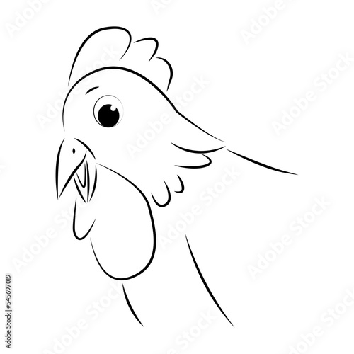 illustration of a chicken. line art. cute cartoon.