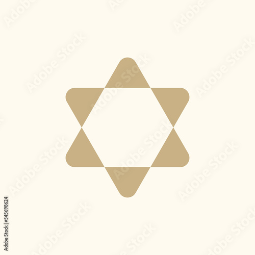 Hebrew star of David with rounded corners and negative space in center vector illustration
